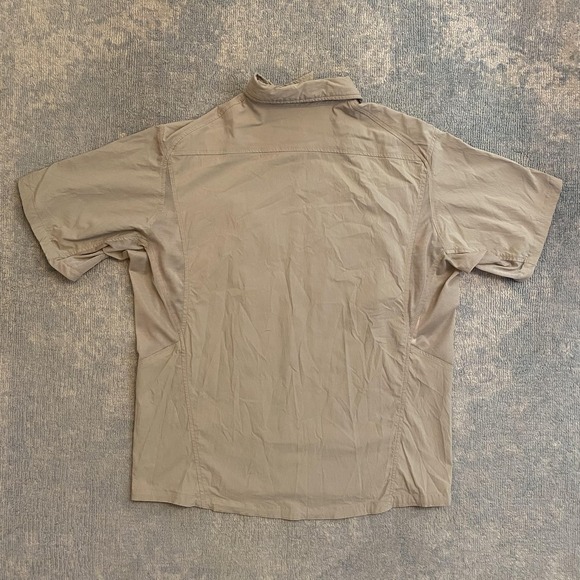 Mountain Hardwear Shirt Mens Large Beige Short Sleeve Button Up Hiking Outdoor - Picture 7 of 8